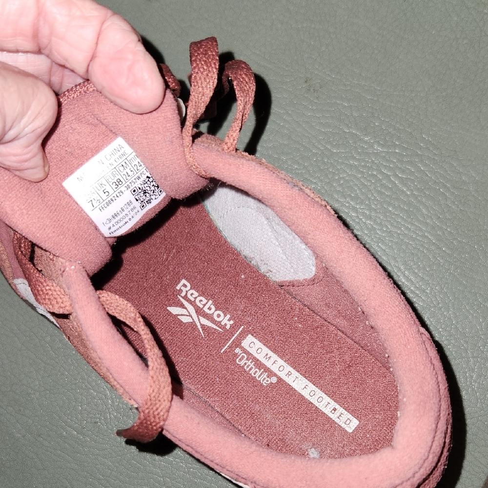 Reebok Rose Suede Sneakers with White Stripes - Picture 7 of 12